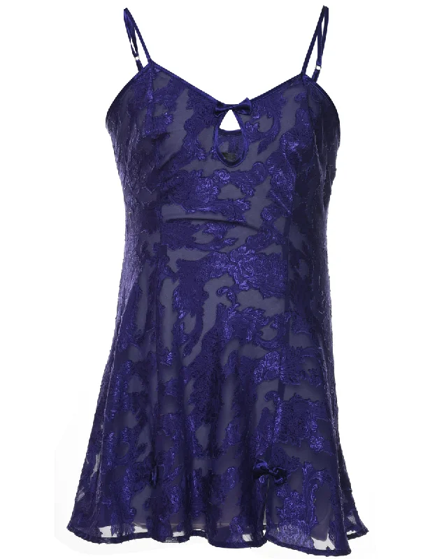 Jacquard Pattern Purple Sheer Fredriks Of Hollywood Babydoll - S