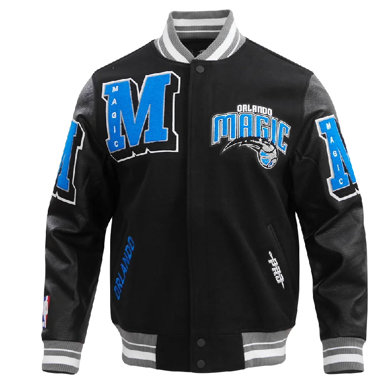 NBA ORLANDO MAGIC MASHUP MEN'S RIB WOOL VARSITY JACKET (BLACK/GRAY)