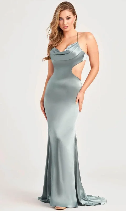 Colette By Daphne CL5282 - Cowl Neck Satin Prom Dress