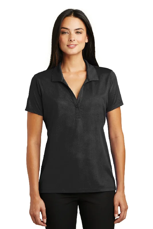 Sport-Tek Womens Tough Moisture Wicking Short Sleeve Polo Shirt - Black - Closeout