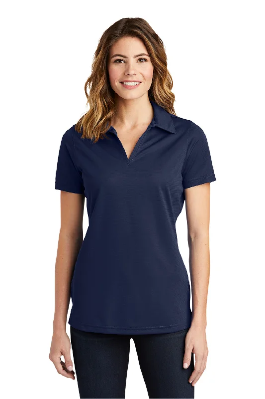 Sport-Tek Womens Active Mesh Moisture Wicking Short Sleeve Polo Shirt - True Navy Blue