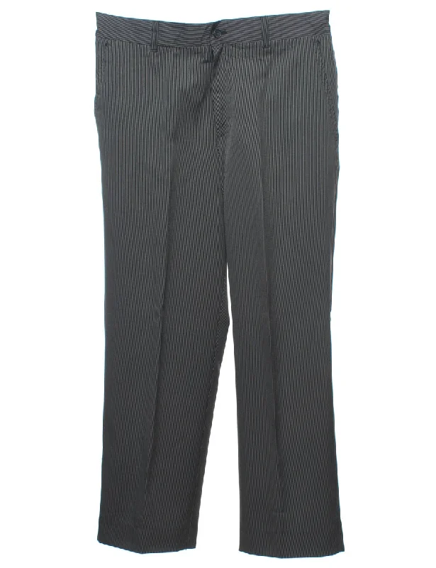 Izod Pinstriped Black Suit Trousers - W34 L30