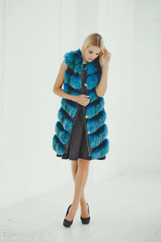 Fox Fur Vest (Blue)