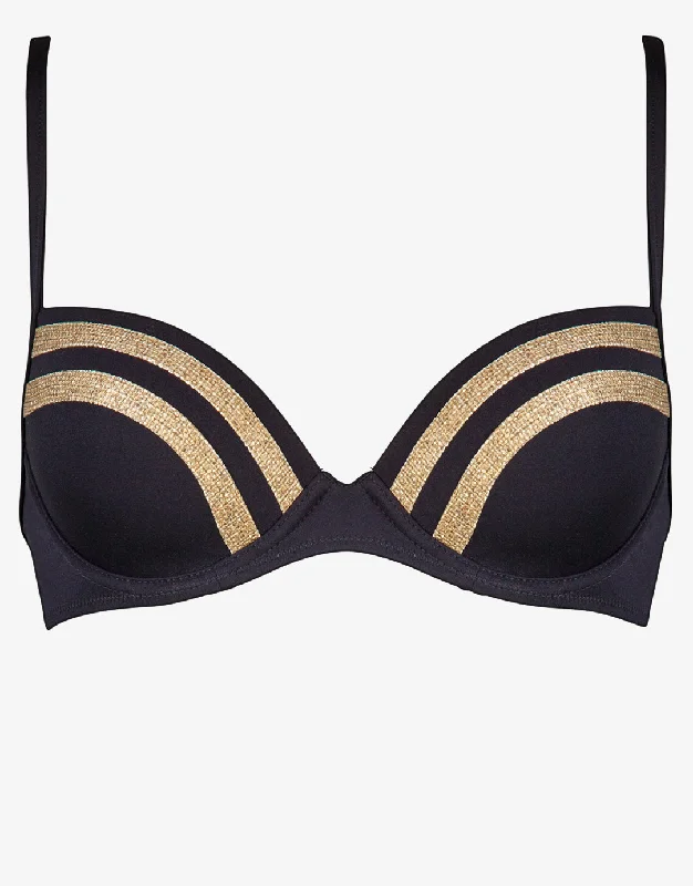 Construction Moulded Underwired Bikini Top - Black