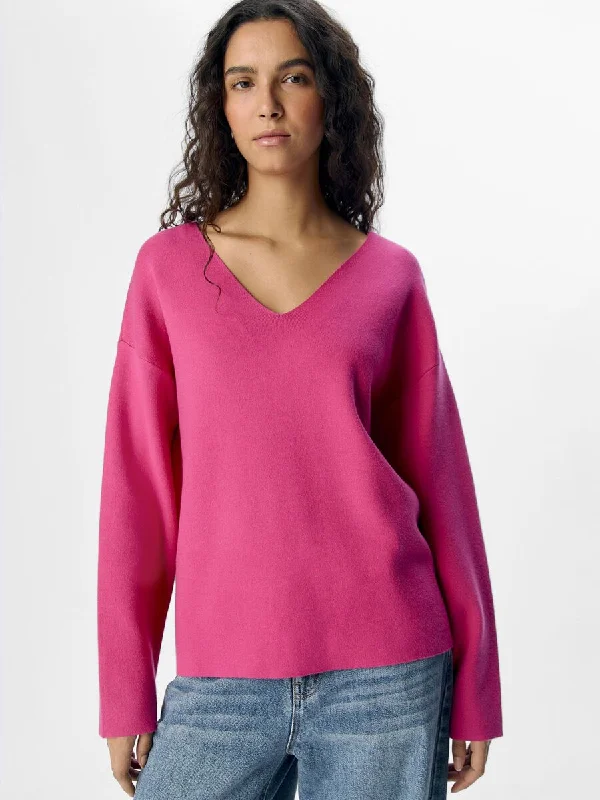 Rayna V-Neck Jumper (Raspberry Sorbet)