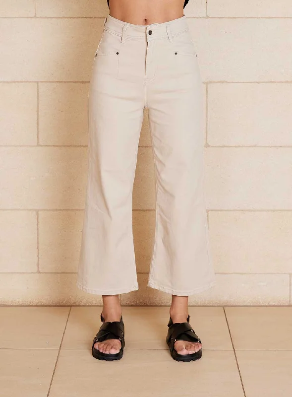 Stassy Wide Leg Pant-OATMEAL