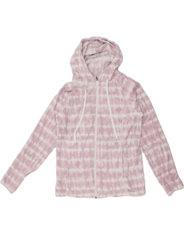 EDDIE BAUER Womens Hooded Fleece Jacket UK 16 Large Pink Tie Dye Polyester