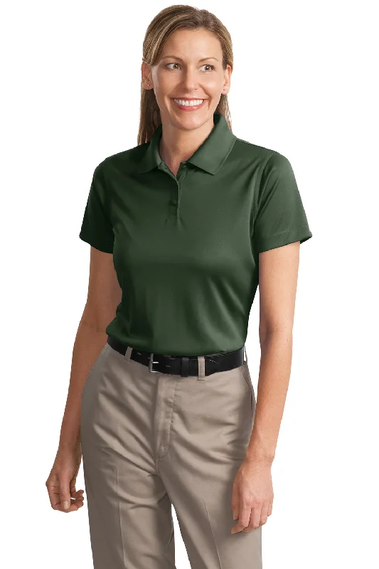 CornerStone Womens Select Moisture Wicking Short Sleeve Polo Shirt - Dark Green - Closeout