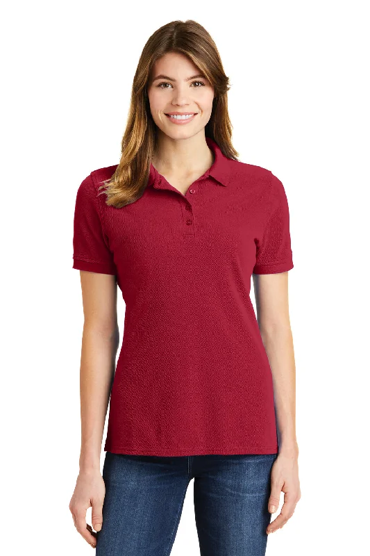 Port & Company Womens Stain Resistant Short Sleeve Polo Shirt - Red - Closeout