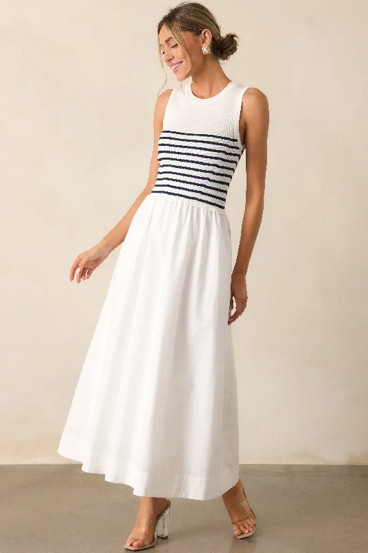 Picnic Weather White Stripe Sleeveless Maxi Dress