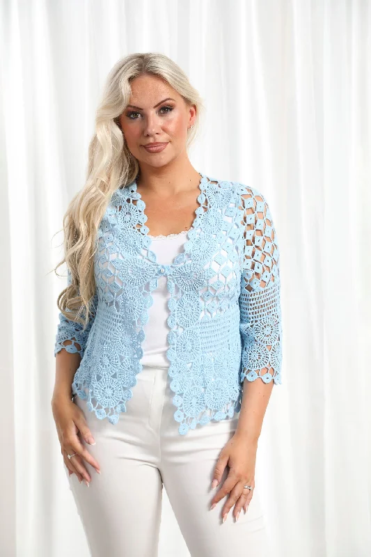 Penny Pearl Cardigan Baby Blue