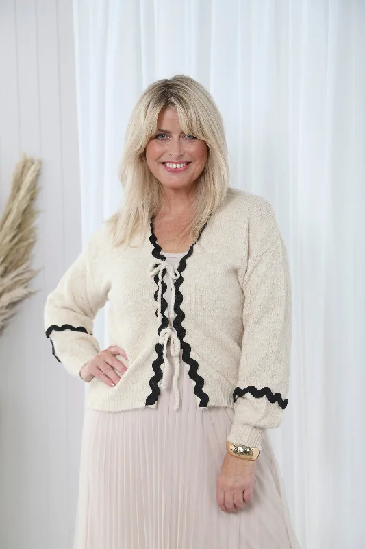 Isla Tie Front Cardigan Beige