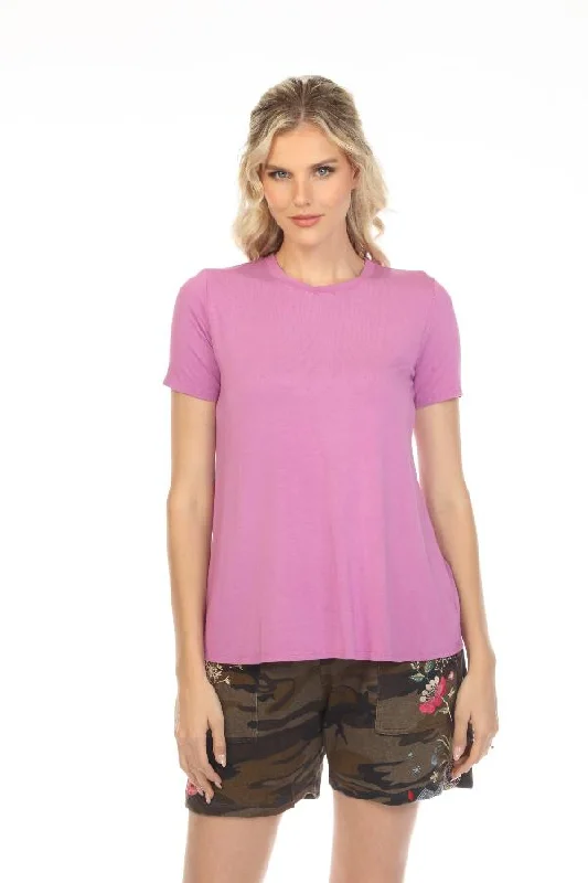 Johnny Was Purple Iris Favorite Short Sleeve Crew Neck Swing Tee Boho Chic R11422