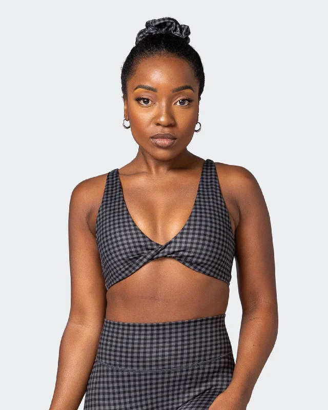 Demi Bralette - Monochrome Check Print