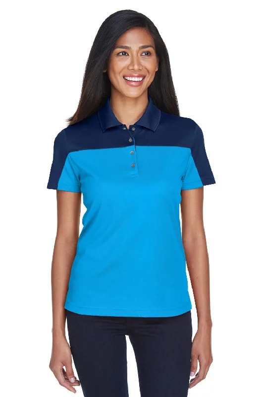 Core 365 Womens Balance Performance Moisture Wicking Short Sleeve Polo Shirt - Electric Blue/Classic Navy Blue