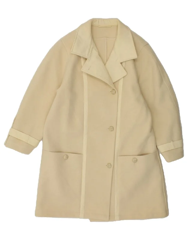 VINTAGE Womens Overcoat EU 40 Medium Beige New Wool