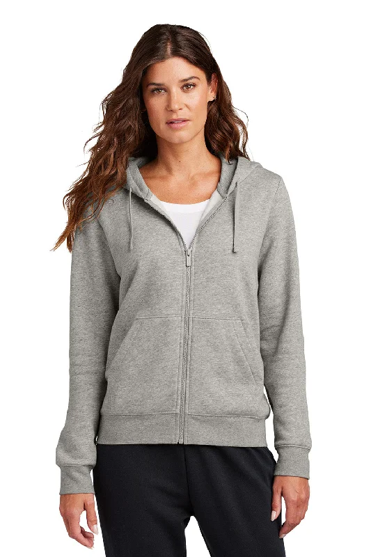 Nike Womens Club Fleece Full Zip Hooded Sweatshirt Hoodie w/ Pockets - Heather Dark Grey