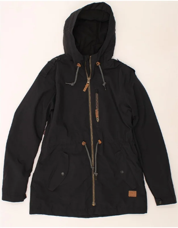 O'NEILL Womens Hooded Rain Jacket UK 16 Large Black Polyamide