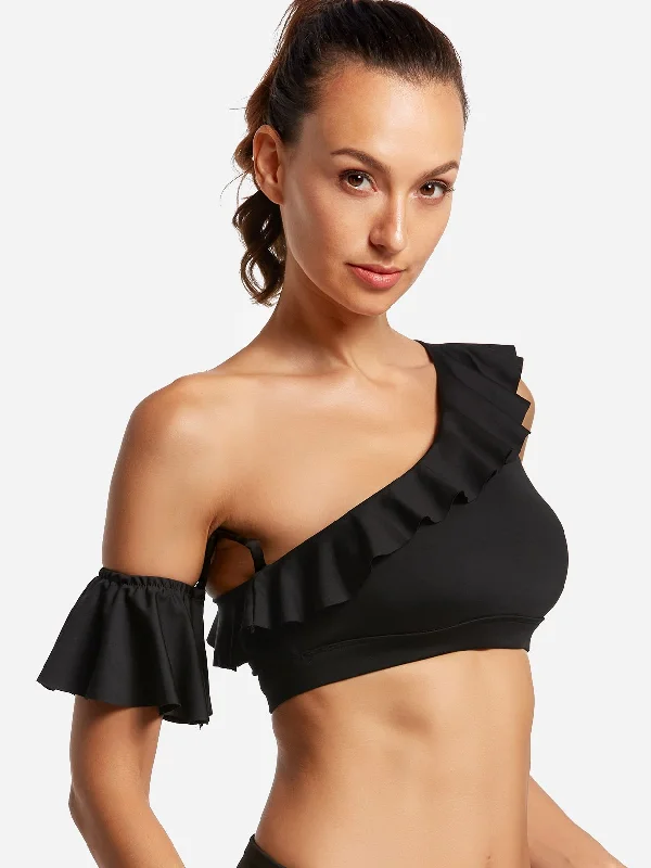 Custom One Shoulder Sleeveless Black Camis