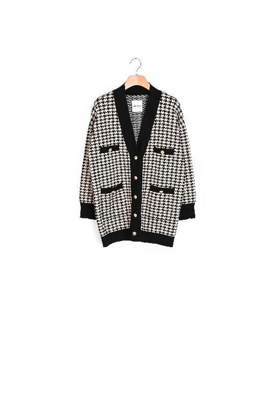 Cardi-coat à motifs pied de coq