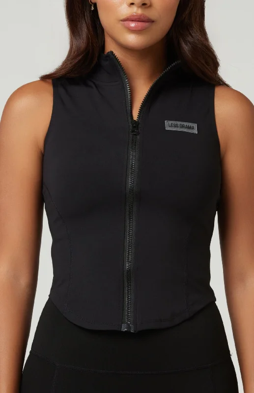 Bossy Zip Up Top - Black