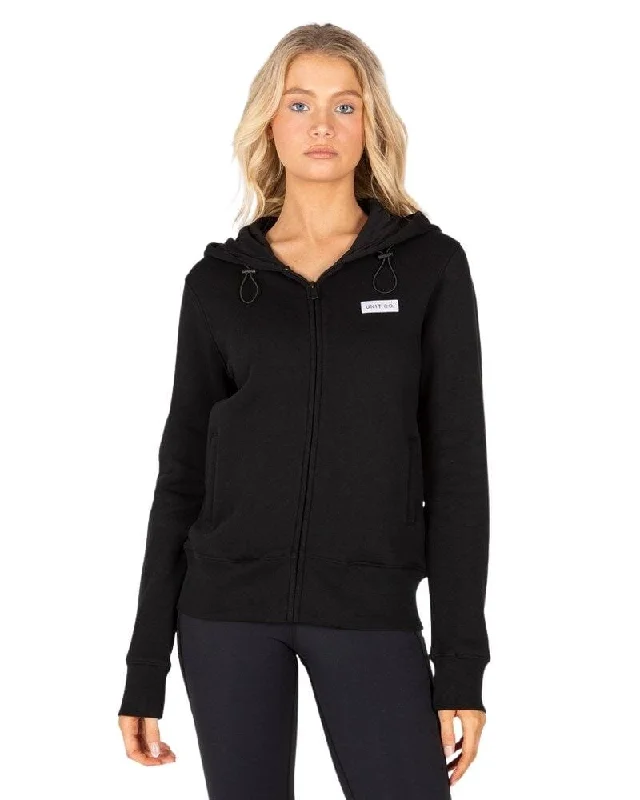 Ladies Latch Zip Thru Fleece Hoodie - Black