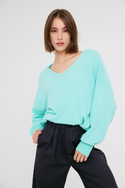 Cathy V-neck Jumper (Mint)