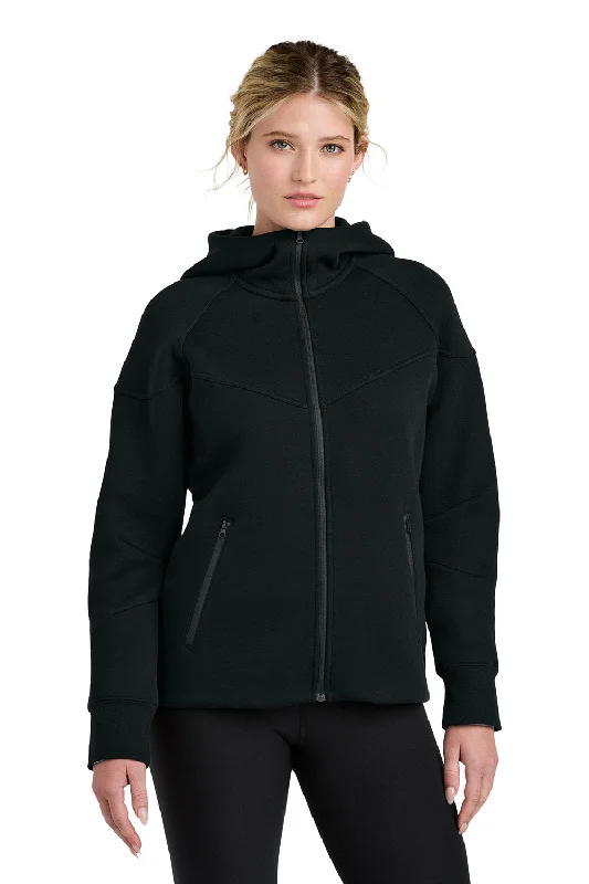 Nike Womens Tech Fleece Full Zip Hooded Sweatshirt Hoodie w/ Pockets - Black