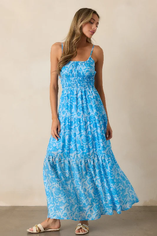 MINKPINK Enza Blue Floral Maxi Dress