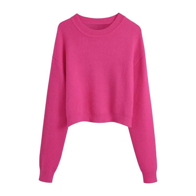 Versatile straight tube loose sweater soft touch sweater  7381