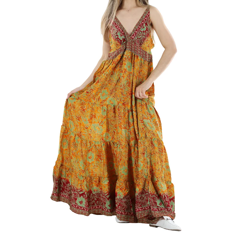 Floral 'Carina' Maxi Dress with V-Neckline