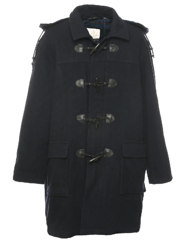 Hooded Navy Duffle Coat - XL