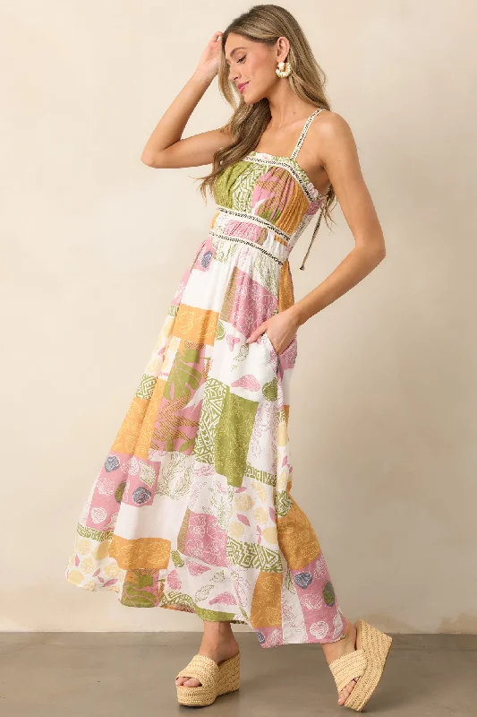 Trip To The Shore Ivory Patchwork Print Maxi Dress