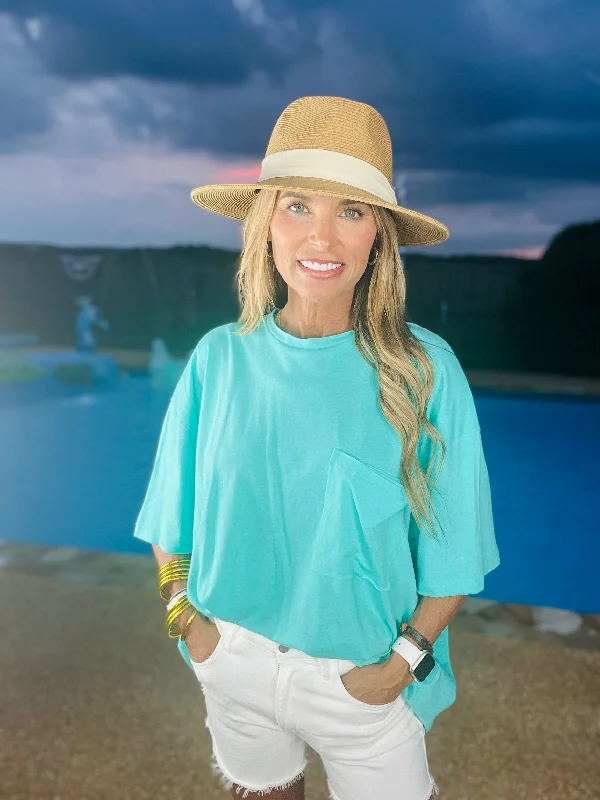 POINT OF PRETTY TOP- OCEAN WATER BLUE-SUMMER SALE Relaxed Women's Beachy