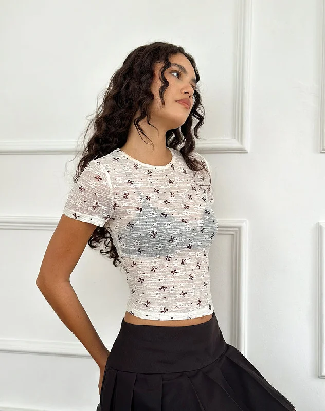 Zorani Top in Unlined Ribbon Lace Ivory Scandinavian
